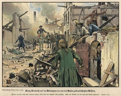 Frédéric le Grand visitant les ruines de la ville brûlée de Kustrin - Carl Röchling