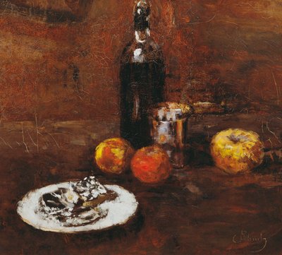 Nature morte avec trois pommes et fromage en papier d
