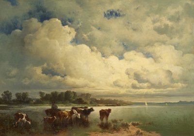 Paysage aquatique avec vaches - Carl Schweninger d. Ä.