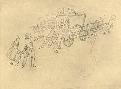 Le chariot de Thespis, acteurs en voyage, mi-fin du 19e siècle, vers 1924 - Carl Spitzweg