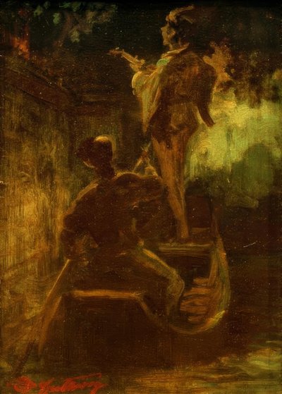 Une sérénade depuis le bateau - Carl Spitzweg