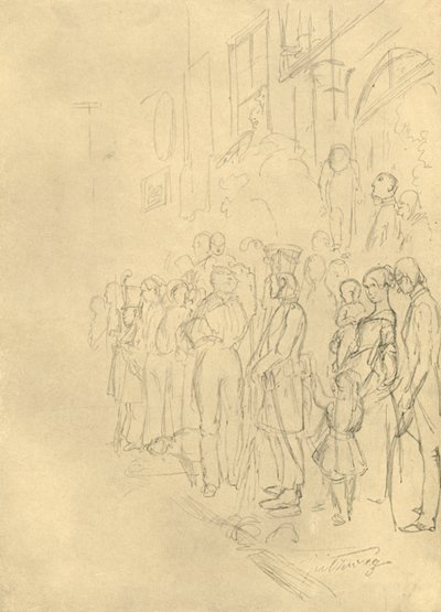 En attente de la procession, milieu-fin 19ème siècle, vers 1924 - Carl Spitzweg