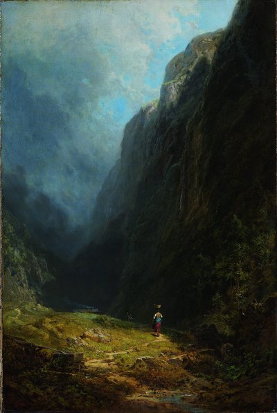 Dans la haute vallée alpine (Paysage avec le mont Wendelstein) - Carl Spitzweg