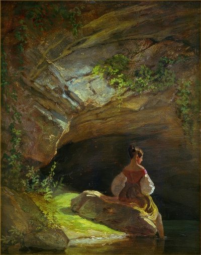 Fille devant la grotte - Carl Spitzweg