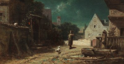 Le veilleur de nuit Veilleur de nuit au clair de lune, ou Chien et chat, vers 1870 - Carl Spitzweg