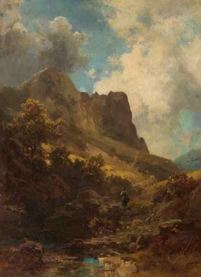 Canyon de la vallée avec une laitière - Carl Spitzweg