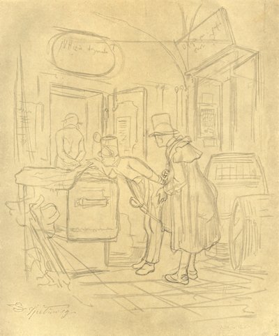 Zollvisitation I, milieu-fin du 19ème siècle, vers 1924 - Carl Spitzweg