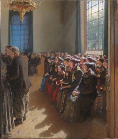 Pendant le service religieux dans une église à Amager - Carl Wentorf