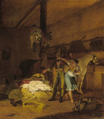 Un chevau-léger flirte avec une servante - Carl Wilhelm Freiherr von Heideck