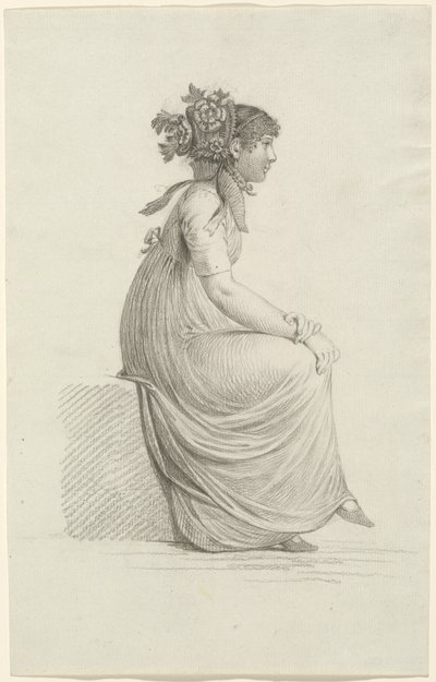 Jeune Femme Assise Portant un Chapeau à la Mode - Carl Wilhelm Kolbe