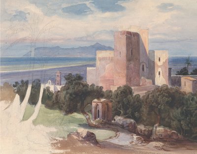 Vue sur Terracina avec le mont Circé recto..., milieu du 19e siècle - Carl von Blaas