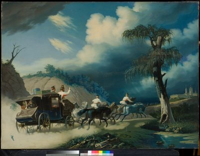 Troïka pendant un orage, années 1830 - Carl von Hampeln