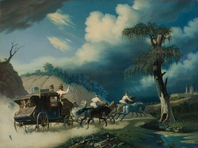 Troïka pendant un orage, années 1830 - Carl von Hampeln