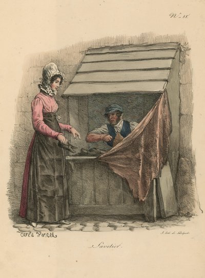 Cordonier assis derrière un étal - Carle Vernet