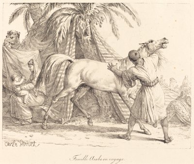 Famille arabe en voyage - Carle Vernet
