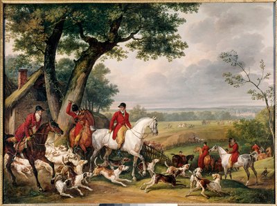 Chasse dans la forêt de Fontainebleau. Peinture d