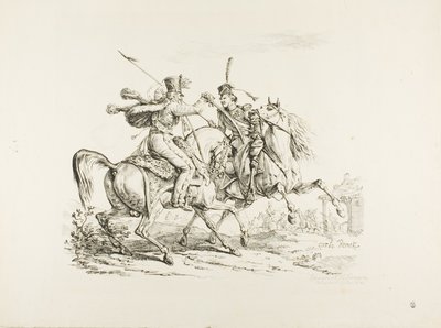 Hussard tuant un cosaque avec un sabre - Carle Vernet