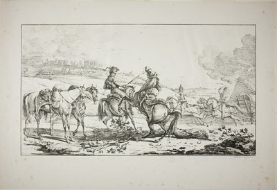 Artilleur monté avec trois chevaux bridés à la fois - Carle Vernet