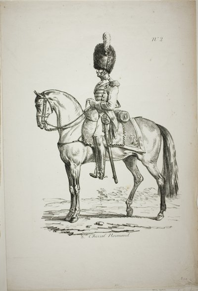 Garde royale, soldat normand monté et cheval, n° 2 - Carle Vernet