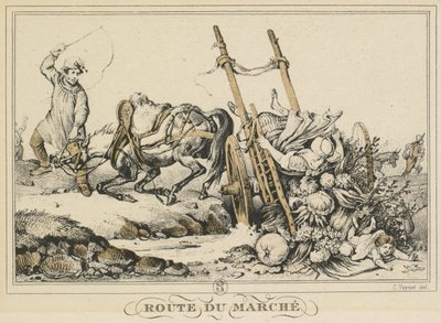 Scènes de la vie quotidienne, routes et chemins: Route vers le marché - Carle Vernet