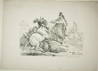 Muletier espagnol levant son mulet - Carle Vernet