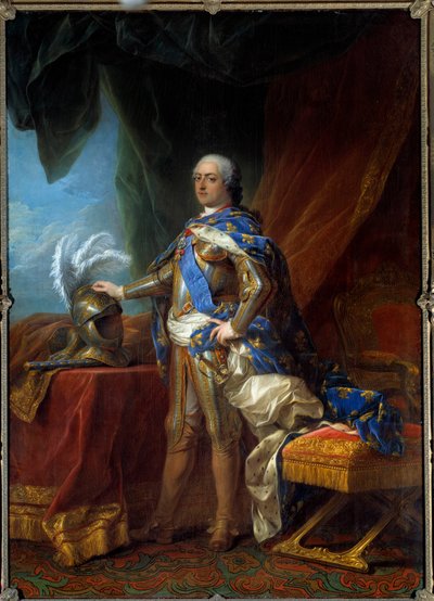 Portrait en pied de Louis XV (1710 - 1774) roi de France. Peinture de l