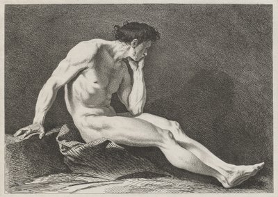 Homme assis, la tête dans la main - Carle van Loo