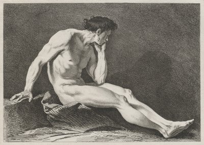 Homme assis, la tête dans la main - Carle van Loo