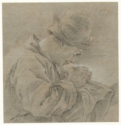 Dessinateur au travail, vu de côté - Carle van Loo