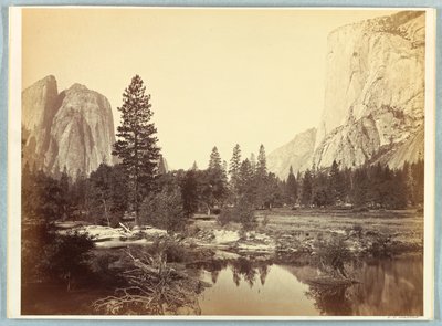 Dans la vallée, El Capitan et les rochers de la Cathédrale - Carleton E. Watkins