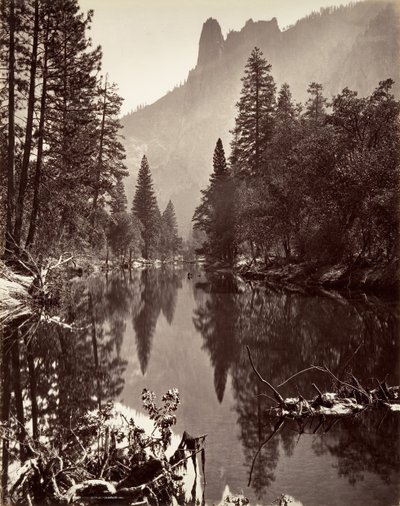 Vue en miroir du rocher Sentinel, Yosemite, vers 1872, imprimé vers 1876 - Carleton E. Watkins.