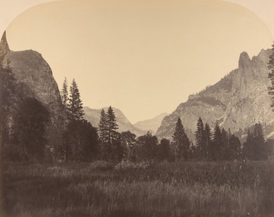 En haut de la vallée, North Dome au centre, Sentinel à gauche - Carleton Emmons Watkins