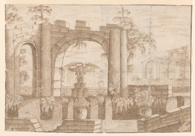Un jardin avec arche en ruine - Carlo Antonio Buffagnotti