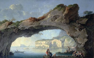 Une grande arche rocheuse avec vue sur la mer de Naples - Carlo Bonaria or Bonavia