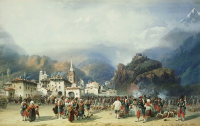 La guerre en Italie : Suse, Mont Cenis, bivouac avec les troupes françaises, 1859 - Carlo Bossoli