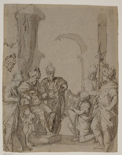 David jouant de la harpe pour le roi Saül - Carlo Caliari