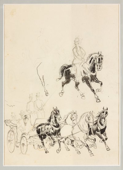 Étude préparatoire pour une calèche et des chevaux - Carlo Casaltoli