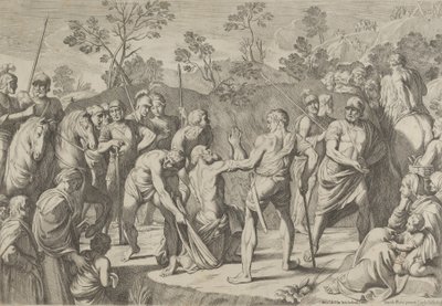Saint André agenouillé en prière alors qu