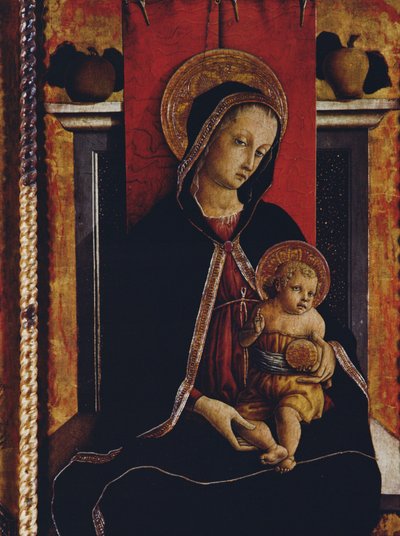 Madone et Enfant, (détail) du polyptyque de San Silvestro, 1468 - Carlo Crivelli