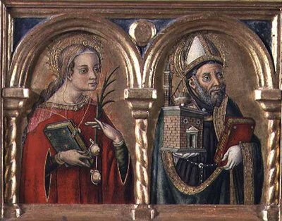 Sainte Agathe et Saint Augustin (panneau de prédelle) (détail) - Carlo Crivelli