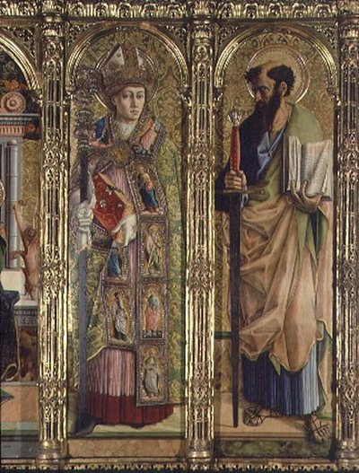 Saint Émidius et Saint Paul (détail) - Carlo Crivelli