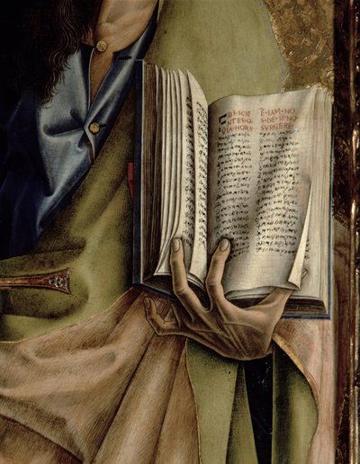 Saint Paul, détail du Livre des Épîtres, du polyptyque de Sant