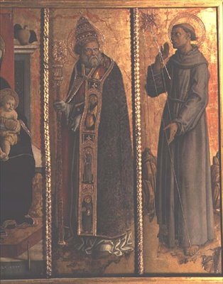 Saint Sylvestre et Saint François, détail du polyptyque de San Silvestro - Carlo Crivelli