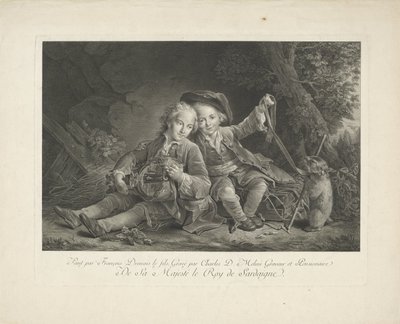 Deux garçons avec une marmotte - Carlo Domenico Melini