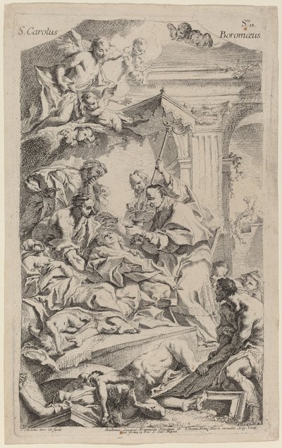 Saint Charles Borromée donnant la dernière communion aux victimes de la peste - Carlo Innocenzo Carlone