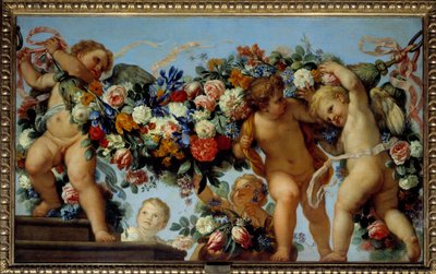 Amour et guirlandes de fleurs - Carlo Maratta or Maratti