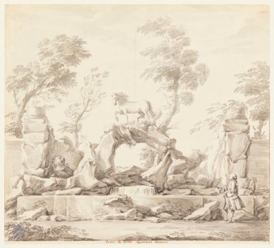 Conception pour une fontaine avec Pégase, pour la Villa Albani, Rome - Carlo Marchionni