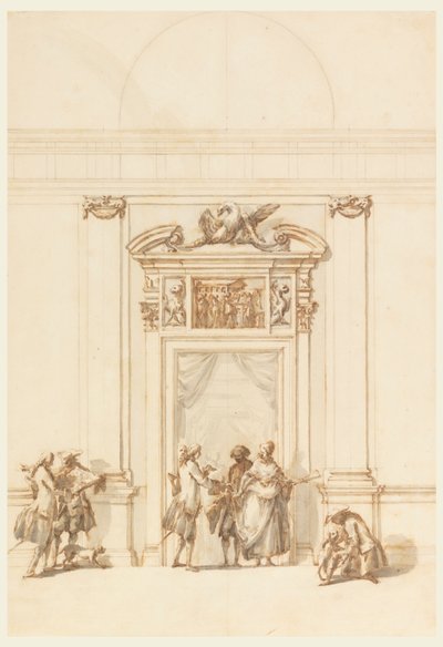 Conception pour le portail nord, Grande Galerie, Villa Albani, Rome, Italie - Carlo Marchionni