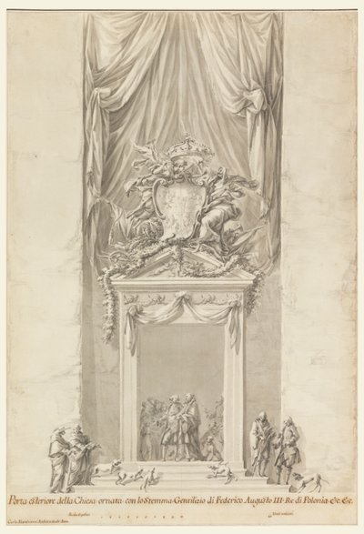 Porte de San Salvatore in Lauro avec décoration pour les funérailles du roi Frédéric Auguste III de Pologne, Rome, Italie - Carlo Marchionni