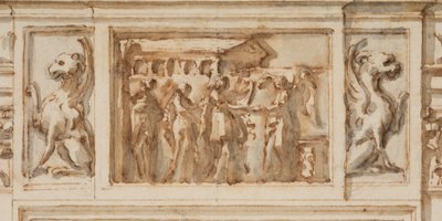 Dessin, Projet pour le portail nord, Grande Galerie, Villa Albani, Rome, Italie, 1755-56 - Carlo Marchionni